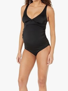 Amazon Essentials. Black V-Neck Maternity One-Piece Swimsuit. Size Small. NWT.